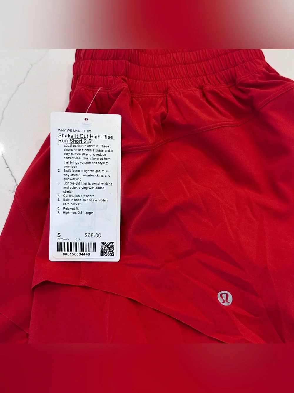 Lululemon Shake it Out Shorts 2.5” Sz Small Oxford Red NWT